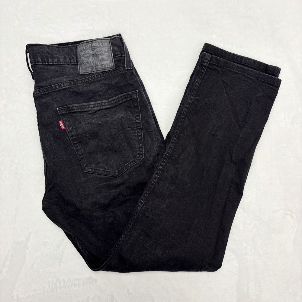 Levi's 502 Faded Black Taper Jeans 34x30 Punk Grunge Indie Sleaze Skater Emo